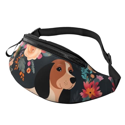 Gürteltasche mit Dackel-Blumenmuster, für Damen und Herren, wasserdicht, Sport-Gürteltasche, Outdoor-Hüfttasche Gürteltasche mit Dackel-Blumenmuster, für Damen und Herren, wasserdicht, Sport-Gürteltasche, Outdoor-Hüfttasche von LHBWCVN
