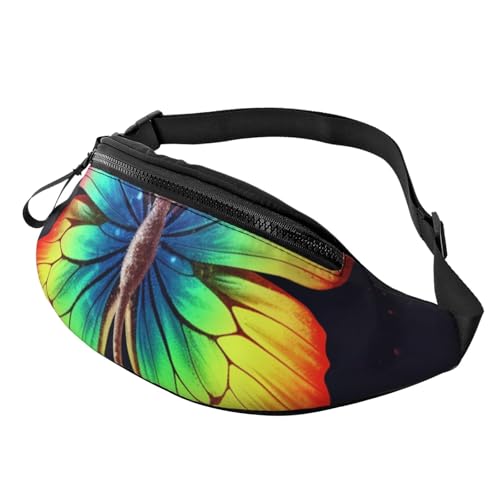 Gürteltasche mit Regenbogen-Schmetterlingen, für Damen und Herren, wasserdicht, Sport-Gürteltasche, Outdoor-Hüfttasche von LHBWCVN
