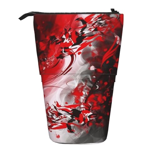 LHBWCVN Abstrakte Kosmetiktasche, Stand-Federmäppchen, Teleskop-Bleistifttasche, tragbarer Stifthalter, niedliches Stand-up-Bleistiftetui für Damen und Herren, Reise-Münztasche, Geldbörse von LHBWCVN