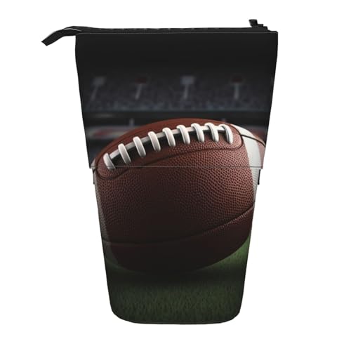 LHBWCVN American Football Kosmetiktasche, Stehendes Federmäppchen, Teleskop-Bleistifttasche, tragbarer Stifthalter, niedliches Stand-up-Bleistiftetui für Damen und Herren, Reise-Münztasche, Geldbörse von LHBWCVN