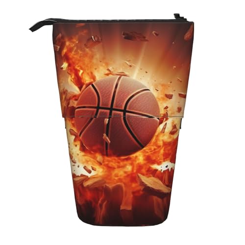 LHBWCVN Basketball-Kosmetiktasche, Stehendes Federmäppchen, Teleskop-Bleistifttasche, tragbarer Stifthalter, niedliches Stand-up-Bleistiftetui für Damen und Herren, Reise-Münztasche, Geldbörse von LHBWCVN