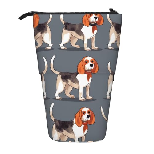 LHBWCVN Beagle Kosmetiktasche, Stehendes Federmäppchen, Teleskop-Bleistifttasche, tragbarer Stifthalter, niedliches Stand-up-Bleistiftetui für Damen und Herren, Reise-Münztasche, Geldbörse von LHBWCVN
