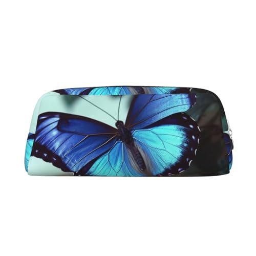 LHBWCVN Federmäppchen mit Schmetterlingsmotiv, großes Fassungsvermögen, ästhetisches Stiftetui, Leder, Make-up-Tasche für Damen und Herren, Reise-Kulturbeutel, Reißverschluss, Kosmetiktasche, weit von LHBWCVN