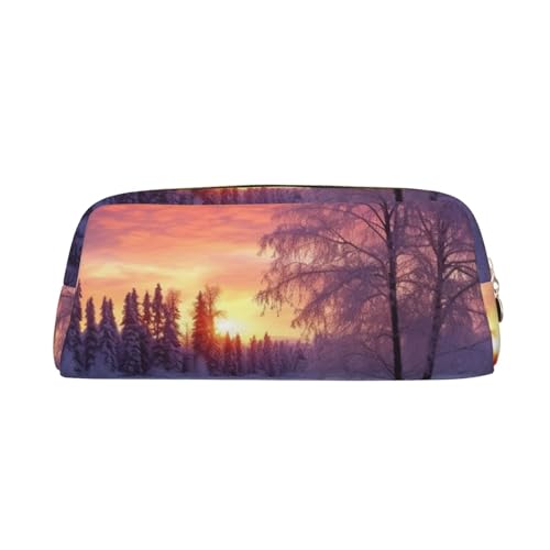 LHBWCVN Federmäppchen mit Winterlandschaft, großes Fassungsvermögen, ästhetisches Stifteetui, Leder, Make-up-Tasche für Damen und Herren, Reise-Kulturbeutel, Reißverschluss, Kosmetiktasche, weit LHBWCVN Federmäppchen mit Winterlandschaft, großes Fassungsvermögen, ästhetisches Stifteetui, Leder, Make-up-Tasche für Damen und Herren, Reise-Kulturbeutel, Reißverschluss, Kosmetiktasche, weit von LHBWCVN