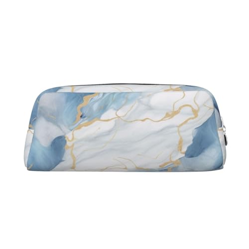 LHBWCVN Federmäppchen mit großem Fassungsvermögen, Kosmetiktasche, Kosmetiktasche, Leder, Kosmetiktasche, Kosmetiktasche, mit Reißverschluss, Weiß / Blau, silber, Einheitsgröße von LHBWCVN