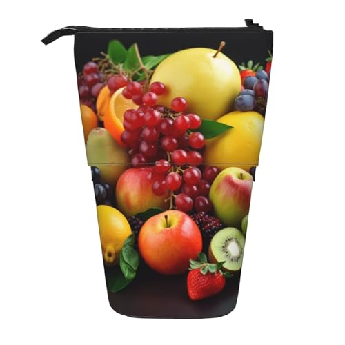 LHBWCVN Fresh Fruits Kosmetiktasche, Stehendes Federmäppchen, Teleskop-Bleistifttasche, tragbarer Stifthalter, niedliches Stand-up-Bleistiftetui für Damen und Herren, Reise-Münztasche, Geldbörse von LHBWCVN