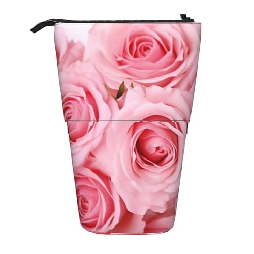 LHBWCVN Fresh Roses Kosmetiktasche, Stehendes Federmäppchen, Teleskop-Bleistifttasche, tragbarer Stifthalter, niedliches Stand-up-Bleistiftetui für Damen und Herren, Reise-Münztasche, Geldbörse von LHBWCVN