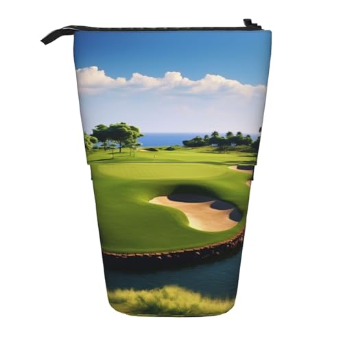 LHBWCVN Golfplatz-Kosmetiktasche, Stehendes Federmäppchen, Teleskop-Bleistifttasche, tragbarer Stifthalter, niedliches Stand-up-Bleistiftetui für Damen und Herren, Reise-Münztasche, Geldbörse von LHBWCVN