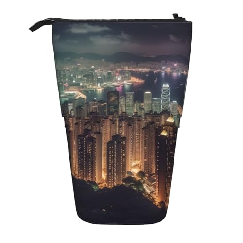 LHBWCVN Hong Kong Kosmetiktasche, Stehendes Federmäppchen, Teleskop-Bleistifttasche, tragbarer Stifthalter, niedlicher Stand-up-Bleistiftbeutel für Damen und Herren, Reise-Münztasche, Geldbörse von LHBWCVN