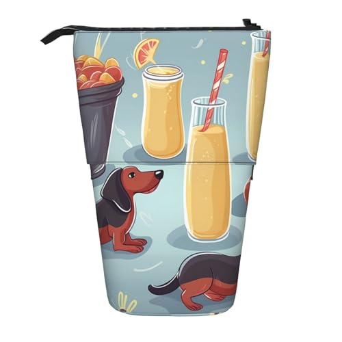 LHBWCVN Hot Dogs und Limonade Kosmetiktasche, Stehendes Federmäppchen, Teleskop-Federtasche, tragbarer Stifthalter, niedliches Steh-Bleistiftetui für Damen und Herren, Reise-Münztasche, Geldbörse von LHBWCVN