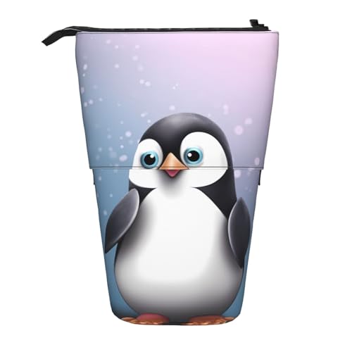 LHBWCVN I Love Penguins Kosmetiktasche, Stehendes Federmäppchen, Teleskop-Bleistifttasche, tragbarer Stifthalter, niedlicher Stand-up-Bleistiftbeutel für Damen und Herren, Reise-Münztasche, Geldbörse von LHBWCVN