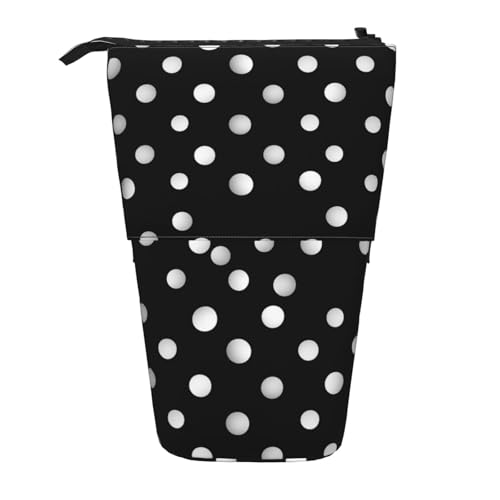 LHBWCVN Kosmetiktasche, Stehendes Federmäppchen, Teleskop-Bleistifttasche, tragbarer Stifthalter, niedlicher Stand-up-Bleistiftbeutel für Damen und Herren, Reise-Münztasche, Geldbörse, Schwarz / Weiß von LHBWCVN