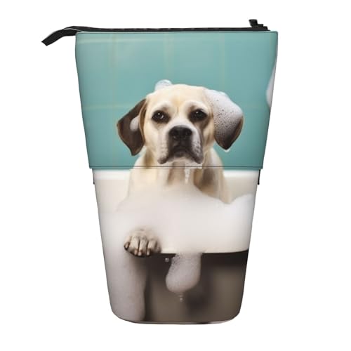 LHBWCVN Kosmetiktasche für Bad und Hund, Stehendes Federmäppchen, Teleskop-Bleistifttasche, tragbarer Stifthalter, niedliches Stand-up-Bleistiftetui für Damen und Herren, Reise-Münztasche, Geldbörse von LHBWCVN