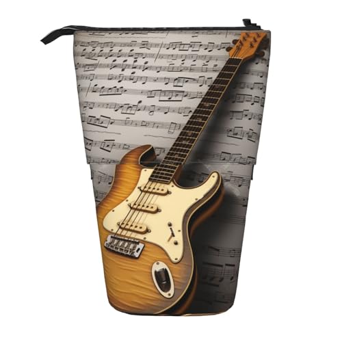 LHBWCVN Kosmetiktasche für Notizen, Gitarre, Stehendes Federmäppchen, Teleskop-Bleistifttasche, tragbarer Stifthalter, niedliches Stand-up-Bleistiftetui für Damen und Herren, Reise-Münztasche von LHBWCVN