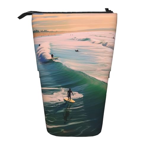 LHBWCVN Kosmetiktasche für Strand, Surfen, Stehendes Federmäppchen, Teleskop-Bleistifttasche, tragbarer Stifthalter, niedliches Stand-up-Bleistiftetui für Damen und Herren, Reise-Münztasche, Geldbörse von LHBWCVN
