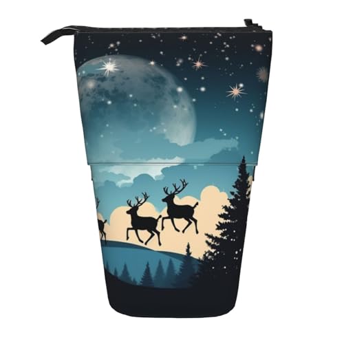 LHBWCVN Kosmetiktasche für Weihnachten, Winter, Stehendes Federmäppchen, Teleskop-Bleistifttasche, tragbarer Stifthalter, niedlicher Stand-up-Bleistiftbeutel für Damen und Herren, Reise-Münztasche von LHBWCVN
