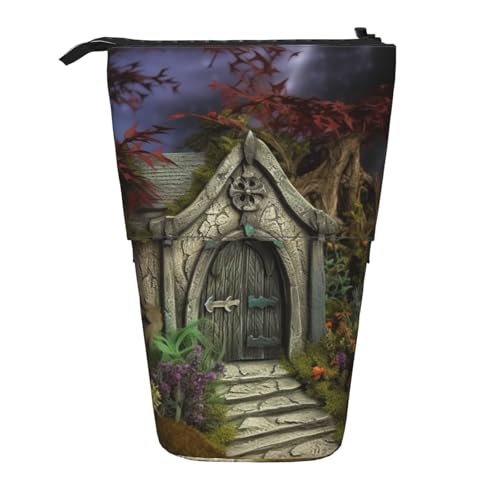LHBWCVN Kosmetiktasche im Gothic-Stil, Feengarten, Stehendes Federmäppchen, Teleskop-Federtasche, tragbarer Stifthalter, niedliches Stand-up-Bleistiftetui für Damen und Herren, Reise-Münztasche von LHBWCVN