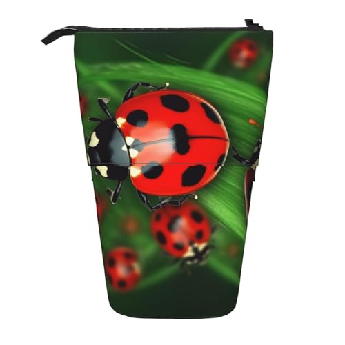 LHBWCVN Kosmetiktasche im Marienkäfer-Design, Teleskop-Federmäppchen, tragbar, niedliches Stand-up-Bleistiftetui für Damen und Herren, Reise-Münztasche, Geldbörse von LHBWCVN