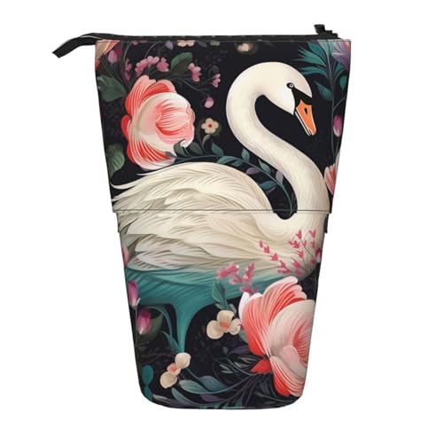 LHBWCVN Kosmetiktasche mit Blumenmotiv, stehend, Teleskop-Bleistifttasche, tragbarer Stifthalter, niedliches Stand-up-Bleistiftetui für Damen und Herren, Reise-Münztasche, Geldbörse von LHBWCVN