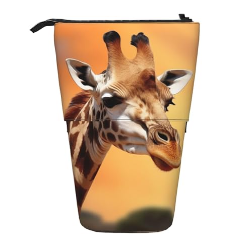 LHBWCVN Kosmetiktasche mit Giraffen-Motiv, Stehendes Federmäppchen, Teleskop-Federtasche, tragbarer Stifthalter, niedlicher Stand-up-Bleistiftbeutel für Damen und Herren, Reise-Münztasche, Geldbörse von LHBWCVN
