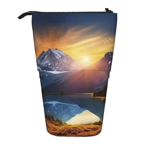LHBWCVN Kosmetiktasche mit Sonnenaufgang, Teleskop-Federmäppchen, tragbar, niedliches Stand-up-Federmäppchen für Damen und Herren, Reise-Münztasche, Geldbörse von LHBWCVN