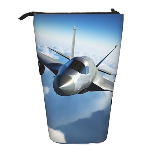 LHBWCVN Kosmetiktasche mit fliegendem Flugzeug, Stehendes Federmäppchen, Teleskop-Federtasche, tragbarer Stifthalter, niedliches Stand-up-Bleistiftetui für Damen und Herren, Reise-Münztasche von LHBWCVN