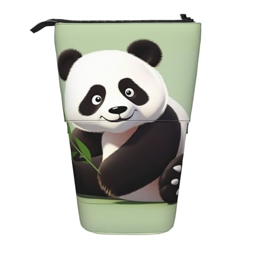 LHBWCVN Kosmetiktasche mit niedlichem Panda, Stehendes Federmäppchen, Teleskop-Bleistifttasche, tragbarer Stifthalter, niedliches Stand-up-Bleistiftetui für Damen und Herren, Reise-Münztasche von LHBWCVN