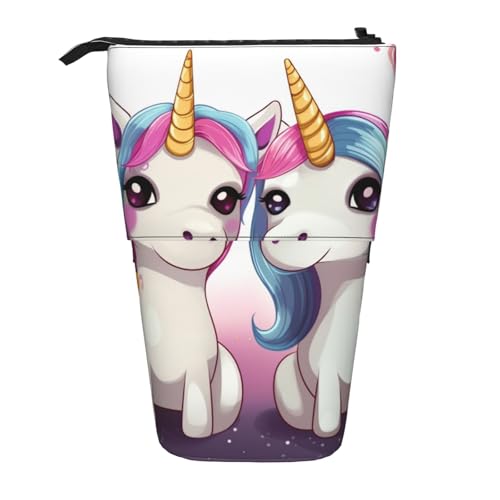 LHBWCVN Kosmetiktasche mit niedlichem Pferd, Stehendes Federmäppchen, Teleskop-Federtasche, tragbarer Stifthalter, niedliches Stand-up-Bleistiftetui für Damen und Herren, Reise-Münztasche, Geldbörse von LHBWCVN