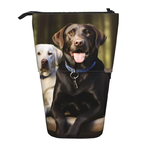 LHBWCVN Labrador Kosmetiktasche, Stehendes Federmäppchen, Teleskop-Bleistifttasche, tragbarer Stifthalter, niedlicher Stand-up-Bleistiftbeutel für Damen und Herren, Reise-Münztasche, Geldbörse von LHBWCVN
