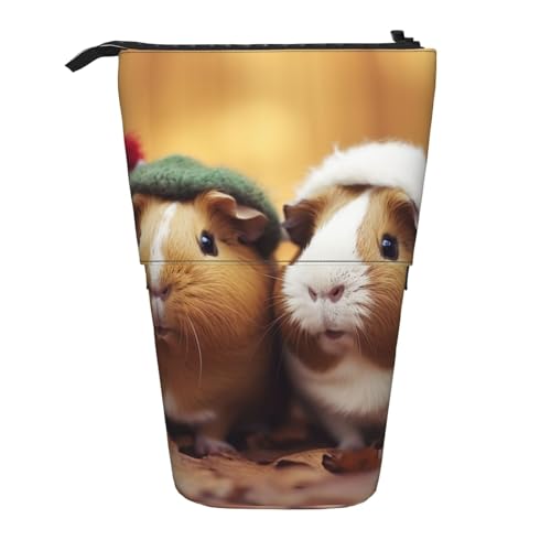 LHBWCVN Niedliche Meerschweinchen-Kosmetiktasche, Stehendes Federmäppchen, Teleskop-Federtasche, tragbarer Stifthalter, niedliches Stand-up-Bleistiftetui für Damen und Herren, Reise-Münztasche von LHBWCVN