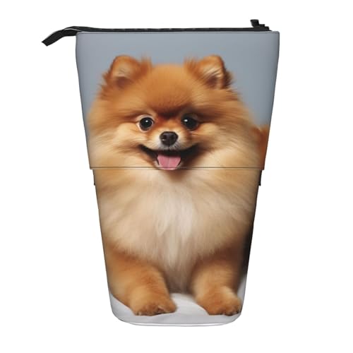 LHBWCVN Niedliche pommersche Kosmetiktasche, Stehendes Federmäppchen, Teleskop-Bleistifttasche, tragbarer Stifthalter, niedliches Stand-up-Bleistiftetui für Damen und Herren, Reise-Münztasche von LHBWCVN