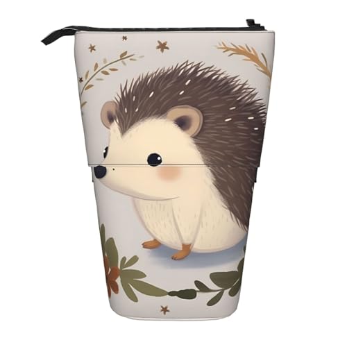 LHBWCVN Niedlicher kleiner Igel-Kosmetikbeutel, stehendes Federmäppchen, Teleskop-Federtasche, tragbarer Stifthalter, niedliches Stand-up-Bleistiftetui für Damen und Herren, Reise-Münztasche von LHBWCVN