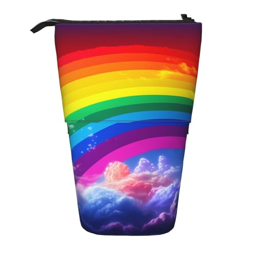 LHBWCVN Regenbogen-Kosmetiktasche, Stehendes Federmäppchen, Teleskop-Bleistifttasche, tragbarer Stifthalter, niedlicher Stand-up-Bleistiftbeutel für Damen und Herren, Reise-Münztasche, Geldbörse von LHBWCVN