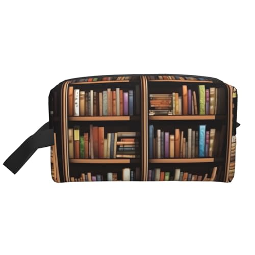 LHBWCVN Reise-Kulturbeutel für Damen und Herren, Leder, Make-up-Tasche, groß, tragbar, Reise-Organizer, Bibliothek, Bücherregal, Kosmetiktasche mit Aufhängehaken, Reise-Badezimmertasche, von LHBWCVN