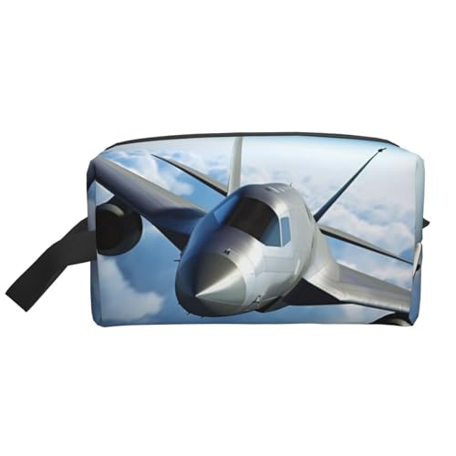 LHBWCVN Reise-Kulturbeutel für Damen und Herren, Leder, Make-up-Tasche, groß, tragbar, Reise-Organizer, Flugzeug, Kosmetiktasche mit Aufhängehaken, Reise-Badezimmertasche, Reißverschluss, Weiß, von LHBWCVN