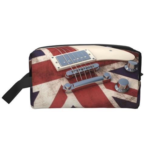 LHBWCVN Reise-Kulturbeutel für Damen und Herren, Leder, Make-up-Tasche, groß, tragbar, Reise-Organizer, Gitarre, britische Flagge, Kosmetiktasche mit Aufhängehaken, Reise-Badezimmertasche, LHBWCVN Reise-Kulturbeutel für Damen und Herren, Leder, Make-up-Tasche, groß, tragbar, Reise-Organizer, Gitarre, britische Flagge, Kosmetiktasche mit Aufhängehaken, Reise-Badezimmertasche, von LHBWCVN
