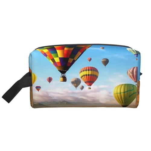 LHBWCVN Reise-Kulturbeutel für Damen und Herren, Leder, Make-up-Tasche, groß, tragbar, Reise-Organizer, Heißluftballons, Kosmetiktasche mit Aufhängehaken, Reise-Badezimmertasche, Reißverschluss, Weiß, LHBWCVN Reise-Kulturbeutel für Damen und Herren, Leder, Make-up-Tasche, groß, tragbar, Reise-Organizer, Heißluftballons, Kosmetiktasche mit Aufhängehaken, Reise-Badezimmertasche, Reißverschluss, Weiß, von LHBWCVN