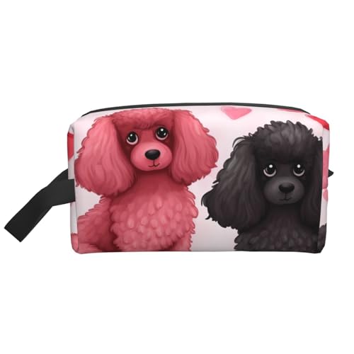 LHBWCVN Reise-Kulturbeutel für Damen und Herren, Leder, Make-up-Tasche, groß, tragbar, Reise-Organizer, Pudel, Hunde, Kosmetiktasche mit Aufhängehaken, Reise-Badezimmertasche, Reißverschluss, Weiß, LHBWCVN Reise-Kulturbeutel für Damen und Herren, Leder, Make-up-Tasche, groß, tragbar, Reise-Organizer, Pudel, Hunde, Kosmetiktasche mit Aufhängehaken, Reise-Badezimmertasche, Reißverschluss, Weiß, von LHBWCVN