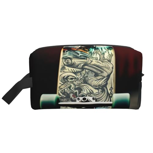 LHBWCVN Reise-Kulturbeutel für Damen und Herren, Leder, Make-up-Tasche, groß, tragbar, Reise-Organizer, Skate-Boards, Kosmetiktasche mit Aufhängehaken, Reise-Badezimmertasche, Reißverschluss, Weiß, LHBWCVN Reise-Kulturbeutel für Damen und Herren, Leder, Make-up-Tasche, groß, tragbar, Reise-Organizer, Skate-Boards, Kosmetiktasche mit Aufhängehaken, Reise-Badezimmertasche, Reißverschluss, Weiß, von LHBWCVN