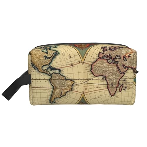 LHBWCVN Reise-Kulturbeutel für Damen und Herren, Leder, Make-up-Tasche, groß, tragbar, Reise-Organizer, Weltkarte, Retro-Kosmetiktasche mit Aufhängehaken, Reise-Badezimmertasche, Reißverschluss, Weiß, LHBWCVN Reise-Kulturbeutel für Damen und Herren, Leder, Make-up-Tasche, groß, tragbar, Reise-Organizer, Weltkarte, Retro-Kosmetiktasche mit Aufhängehaken, Reise-Badezimmertasche, Reißverschluss, Weiß, von LHBWCVN