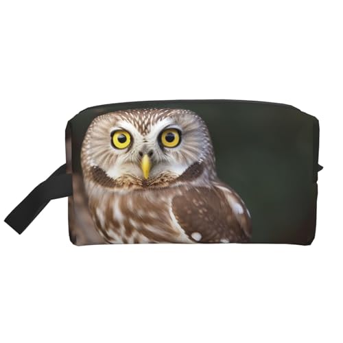 LHBWCVN Reise-Kulturbeutel für Damen und Herren, Leder, Make-up-Tasche, groß, tragbar, Reise-Organizer, Wildtiere, Tiere, Eule, Kosmetiktasche mit Aufhängehaken, Reise-Badezimmertasche, von LHBWCVN