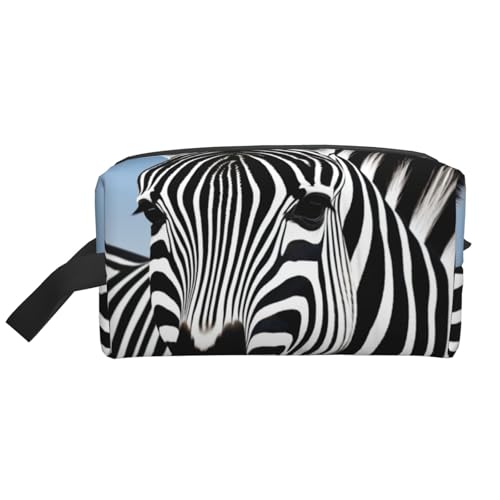LHBWCVN Reise-Kulturbeutel für Damen und Herren, Leder, Make-up-Tasche, groß, tragbar, Reise-Organizer, Zebra-Kosmetiktasche mit Aufhängehaken, Reise-Badezimmertasche, Reißverschluss, Weiß, LHBWCVN Reise-Kulturbeutel für Damen und Herren, Leder, Make-up-Tasche, groß, tragbar, Reise-Organizer, Zebra-Kosmetiktasche mit Aufhängehaken, Reise-Badezimmertasche, Reißverschluss, Weiß, von LHBWCVN