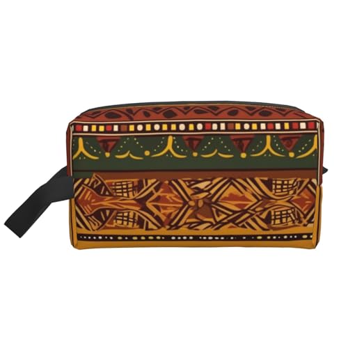 LHBWCVN Reise-Kulturbeutel für Damen und Herren, Leder, Make-up-Tasche, groß, tragbar, Reise-Organizer, afrikanische Nationalmuster, Kosmetiktasche mit Aufhängehaken, Reise-Badezimmertasche, von LHBWCVN
