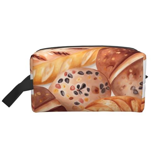 LHBWCVN Reise-Kulturbeutel für Damen und Herren, Leder, Make-up-Tasche, groß, tragbar, Reise-Organizer, bemalte Brot, Kosmetiktasche mit Aufhängehaken, Reise-Badezimmertasche, Reißverschluss, Weiß, LHBWCVN Reise-Kulturbeutel für Damen und Herren, Leder, Make-up-Tasche, groß, tragbar, Reise-Organizer, bemalte Brot, Kosmetiktasche mit Aufhängehaken, Reise-Badezimmertasche, Reißverschluss, Weiß, von LHBWCVN
