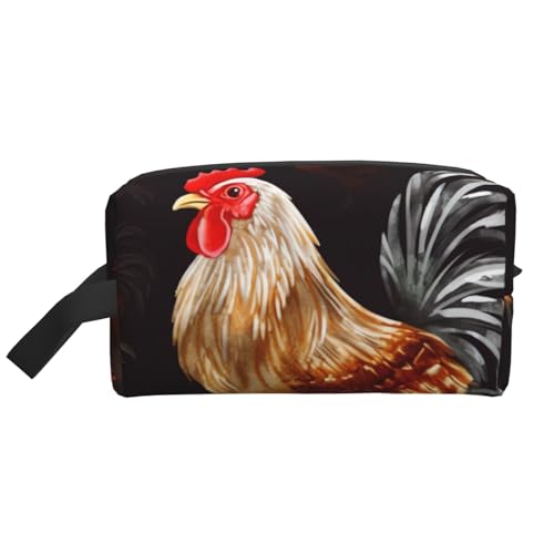 LHBWCVN Reise-Kulturbeutel für Damen und Herren, Leder, Make-up-Tasche, groß, tragbar, Reise-Organizer, glänzender Hahn, Kosmetiktasche mit Aufhängehaken, Reise-Badezimmertasche, Reißverschluss, Weiß, LHBWCVN Reise-Kulturbeutel für Damen und Herren, Leder, Make-up-Tasche, groß, tragbar, Reise-Organizer, glänzender Hahn, Kosmetiktasche mit Aufhängehaken, Reise-Badezimmertasche, Reißverschluss, Weiß, von LHBWCVN