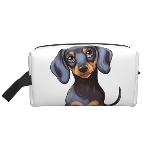 LHBWCVN Reise-Kulturbeutel für Damen und Herren, Leder, Make-up-Tasche, groß, tragbar, Reise-Organizer, niedlicher Dackel, Kosmetiktasche mit Aufhängehaken, Reise-Badezimmertasche, Reißverschluss, LHBWCVN Reise-Kulturbeutel für Damen und Herren, Leder, Make-up-Tasche, groß, tragbar, Reise-Organizer, niedlicher Dackel, Kosmetiktasche mit Aufhängehaken, Reise-Badezimmertasche, Reißverschluss, von LHBWCVN