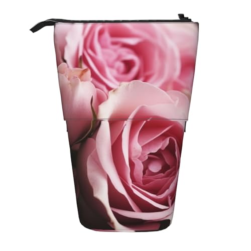 LHBWCVN Roses Kosmetiktasche, Stehendes Federmäppchen, Teleskop-Bleistifttasche, tragbarer Stifthalter, niedliches Stand-up-Bleistiftetui für Damen und Herren, Reise-Münztasche, Geldbörse von LHBWCVN