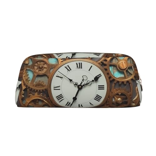 LHBWCVN Rusty Steampunk-Uhr-Federmäppchen, großes Fassungsvermögen, ästhetische Stifttasche, Leder, Make-up-Tasche für Damen und Herren, Reise-Kulturbeutel, Reißverschluss, Kosmetiktasche, weit LHBWCVN Rusty Steampunk-Uhr-Federmäppchen, großes Fassungsvermögen, ästhetische Stifttasche, Leder, Make-up-Tasche für Damen und Herren, Reise-Kulturbeutel, Reißverschluss, Kosmetiktasche, weit von LHBWCVN