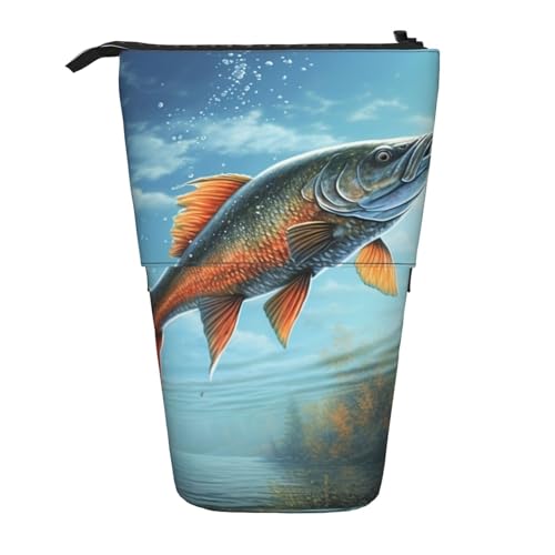LHBWCVN Safflower Kosmetiktasche mit fliegendem Fisch, Stehendes Federmäppchen, Teleskop-Bleistifttasche, tragbarer Stifthalter, niedlicher Stand-up-Bleistiftbeutel für Damen und Herren von LHBWCVN