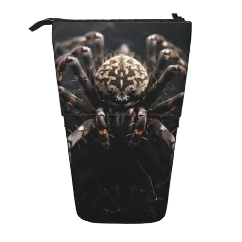 LHBWCVN Scary Spider Kosmetiktasche, Stehendes Federmäppchen, Teleskop-Bleistifttasche, tragbarer Stifthalter, niedliches Stand-up-Bleistiftetui für Damen und Herren, Reise-Münztasche, Geldbörse von LHBWCVN